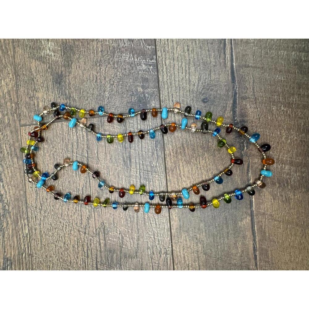 Multicolor Glass Beaded Long Necklace‎